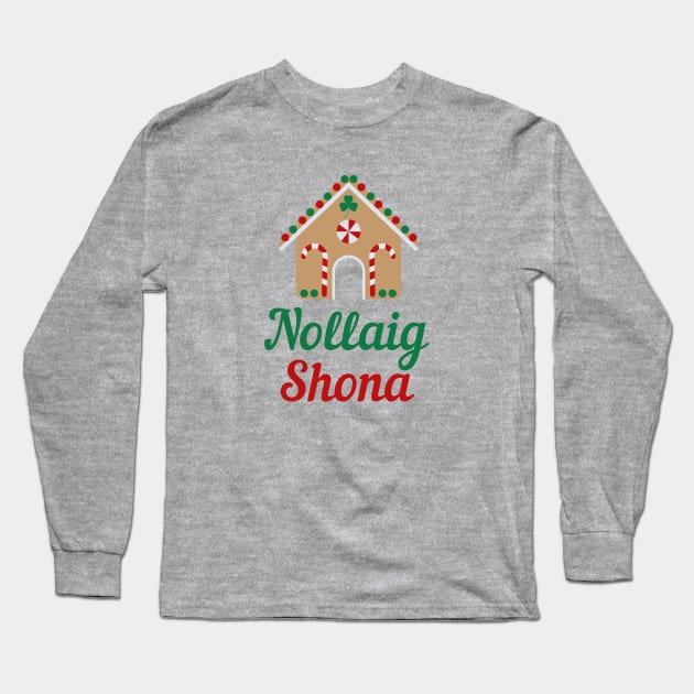 Irish Christmas Gift Nollaig Shona Irish Gaeilge Design Long Sleeve T-Shirt by InnerMagic